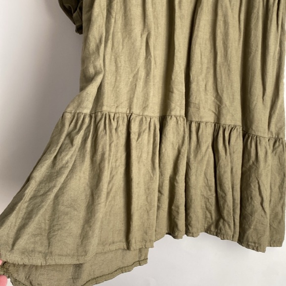 Bellambra Olive Green V-Neck 100% Linen Dress Made‎ in Italy - Size Medium - Picture 3 of 12